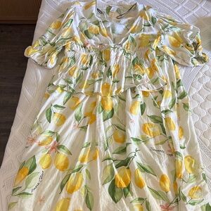 Lemon Print Shirt and Skirt Set